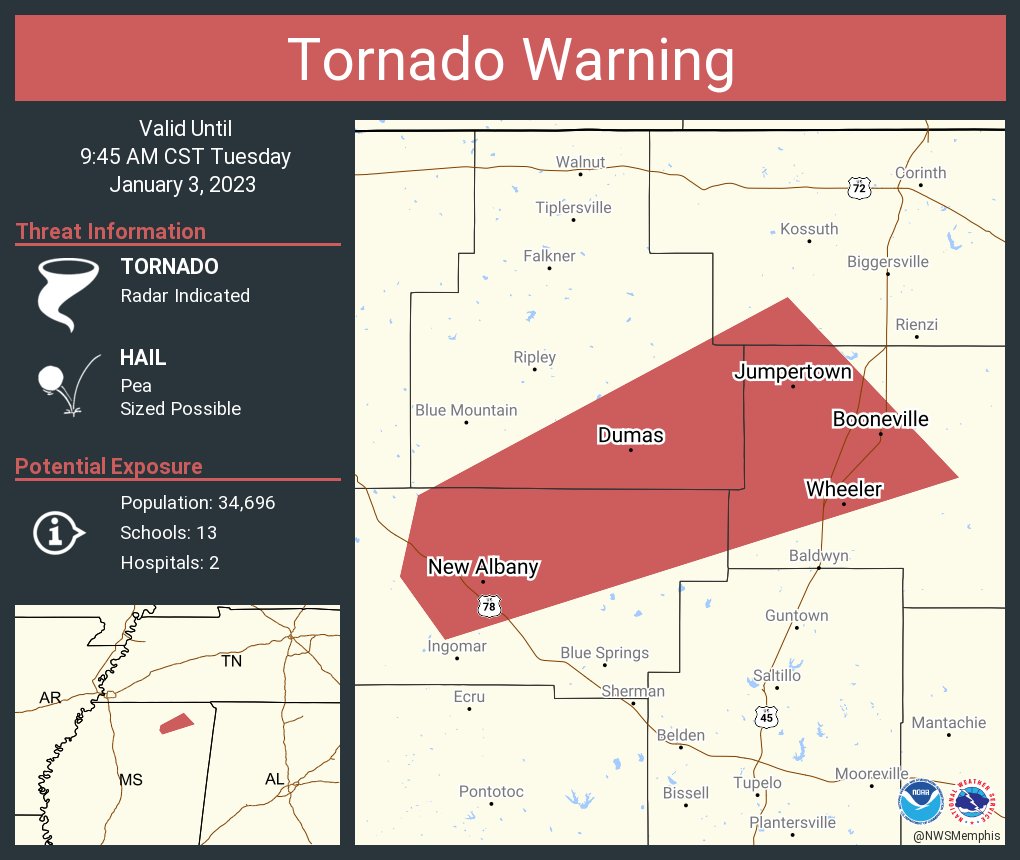 NWS Tornado on Twitter "Tornado Warning continues for Booneville MS