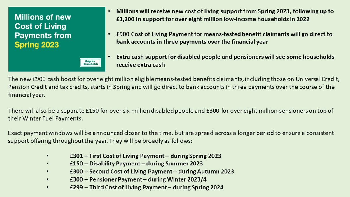 DWP has announced today more detail of the payment schedule for the next round of Cost of Living Support. @MBLR_Mott @BR7BR5BR1News @CAB_Bromley @AgeUKBandG @LBofBromley @SEninemag @Beckenham @OneBromley @BromleyWell #CostOfLiving #CostOfLivingPayments