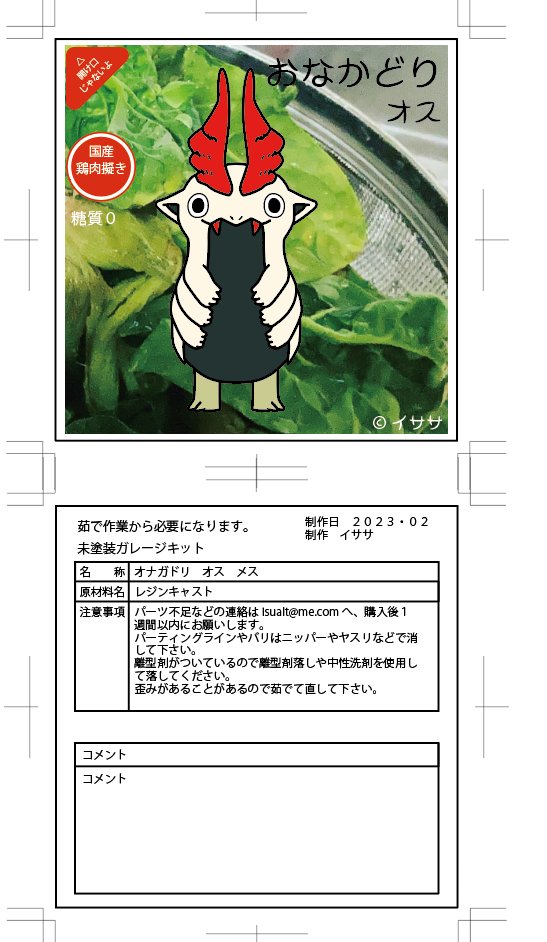 FB待ち中に作ってたオナカドリちゃんのパッケージイメージメモ 