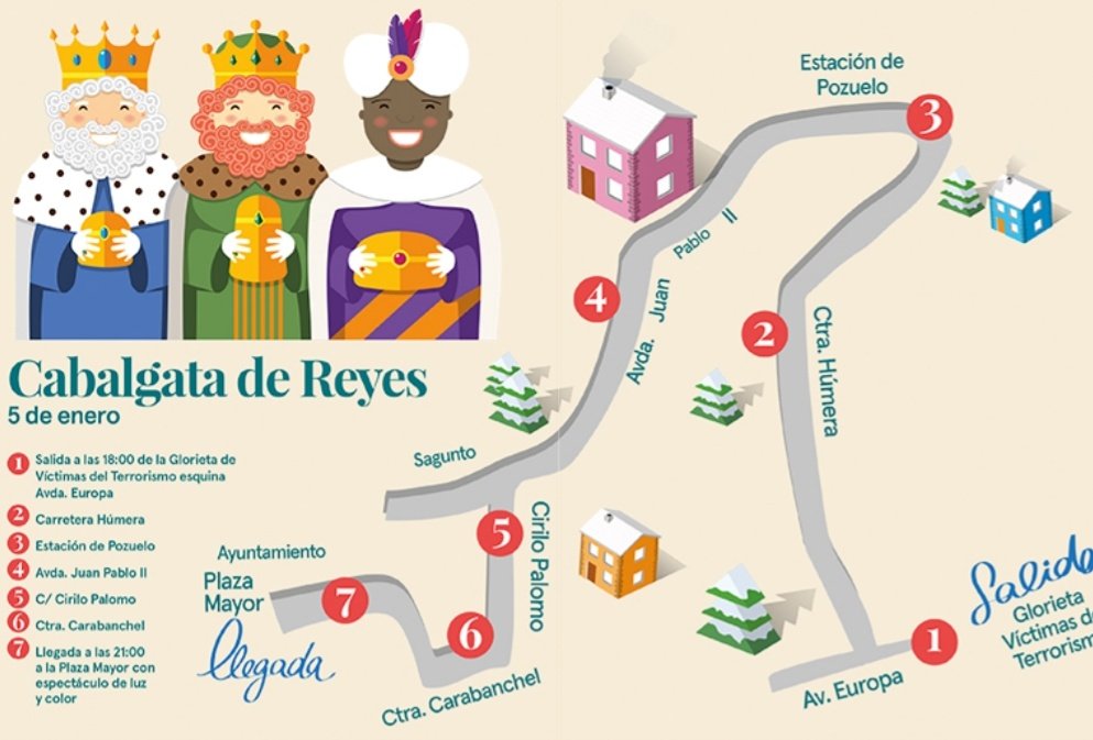 prote_pozuelo's tweet image. El dia 5 enero tenemos la #Cabalgata2023 👏👏👏.
Recordad que desde las 17h habrá cortes de 🚗 tráfico y si tenéis el coche en el recorrido, no podréis sacarlo hasta que terminen de pasar los #ReyesMagos