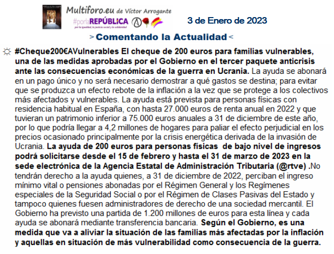 caval100's tweet photo. Comentando la Actualidad
► #Cheque200€AVulnerables El cheque de 200 euros para familias vulnerables, una de las medidas aprobadas por el Gobierno en el tercer paquete anticrisis ante las consecuencias económicas de la guerra en Ucrania…
https://t.co/Z9Vm26hWei https://t.co/JgLwUiqqDe