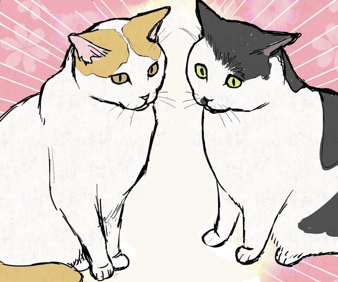 風ちゃん雷ちゃん。下書き時点での勢いのある線画の方が、ふわふわ感とかしっくりくること多々あり 