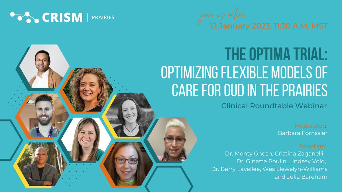 Join us for another regional webinar from the #OPTIMALTrial series! In this clinical round table we will be chatting with clinicians in the Prairies region on flexible models of care for OUD management. Tune in January 12th at 11:30am MST! Register now: bit.ly/OPTIMAPR