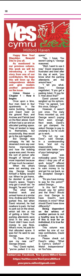 A New Year and another step closer the the dream #annibyniaeth 🏴󠁧󠁢󠁷󠁬󠁳󠁿

First article of 2023 and a massive shout out to <a href="/DafyddGofEC3/">Daf Smith</a> for his superb contribution.

This weeks article is the start of a series of short story.

Chapters 1 - Union House (How it begins)
