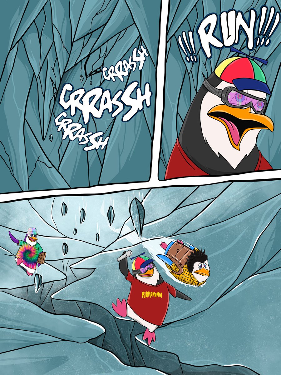Vagrantpenguins's tweet photo. The crystal began to tremble and flicker erratically — casting strange shadows across the cavern. Cryptic glyphs on the walls appeared to come to life, illuminated by an ethereal glow. 

A rumble echoed throughout the chamber, sending shivers down the penguins’ spines. https://t.co/48vjC7iq44