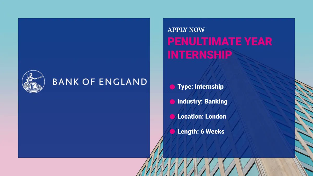 Do you want to do a PAID internship at the @bankofengland ? Apply now for the chance to work with Supervisors, Economists and Analysts ---> buff.ly/3GfOpaa