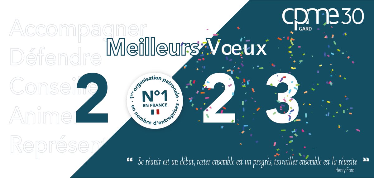 cpme30's tweet image. 🎉La Présidente, @sabrina_igel et toute l’équipe de la cpme30 vous souhaitent une belle et heureuse année 2023.🎉

Pour cette nouvelle année, plus que jamais nous restons à vos côtés. 

#CPME #gard #TPE #PME #chefdentreprise #défendre #représenter #entreprises