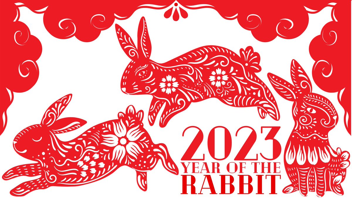 Happy #LunarNewYear! 2023 is the year of the Rabbit! People born this year will be Water element Rabbits, which are said to be easy-going and adaptable!