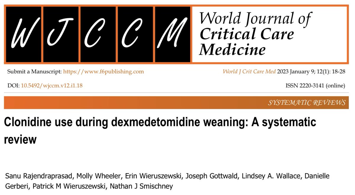 pwierusz's tweet photo. Clonidine for dexmedetomidine separation: systematic review

🧐 observational studies only
🤷🏻‍♂️ variable dosing schema
😵‍💫 more agitation/adverse events w/ clonidine
❓unclear effect on outcomes

https://t.co/Hqtr34oglS

@MayoPCCM @MayoAnesthesia @MayoPharmRes @EDWieru https://t.co/qk4HytddXi