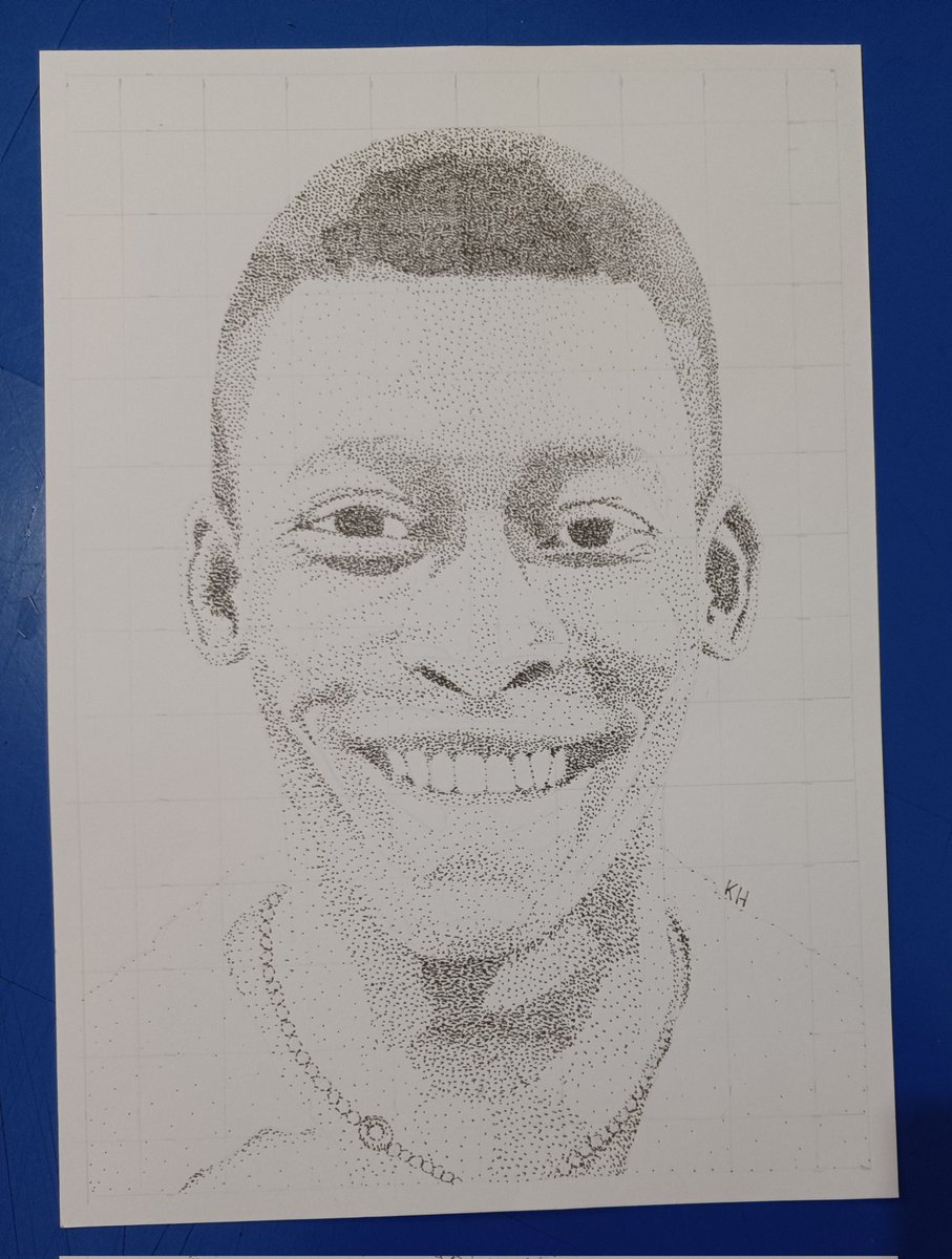 In respect to Pele ( Edson Arantes do Nascimento) who died 29/12/2022, 
I spent 2 days drawing him.
 It will be mounted, then given away for free in Hull.

..

#karar #kararart #dotart #dots #stipple #stipplingart #stippleart #pele #footballer #football #edsonarantesdonascimento