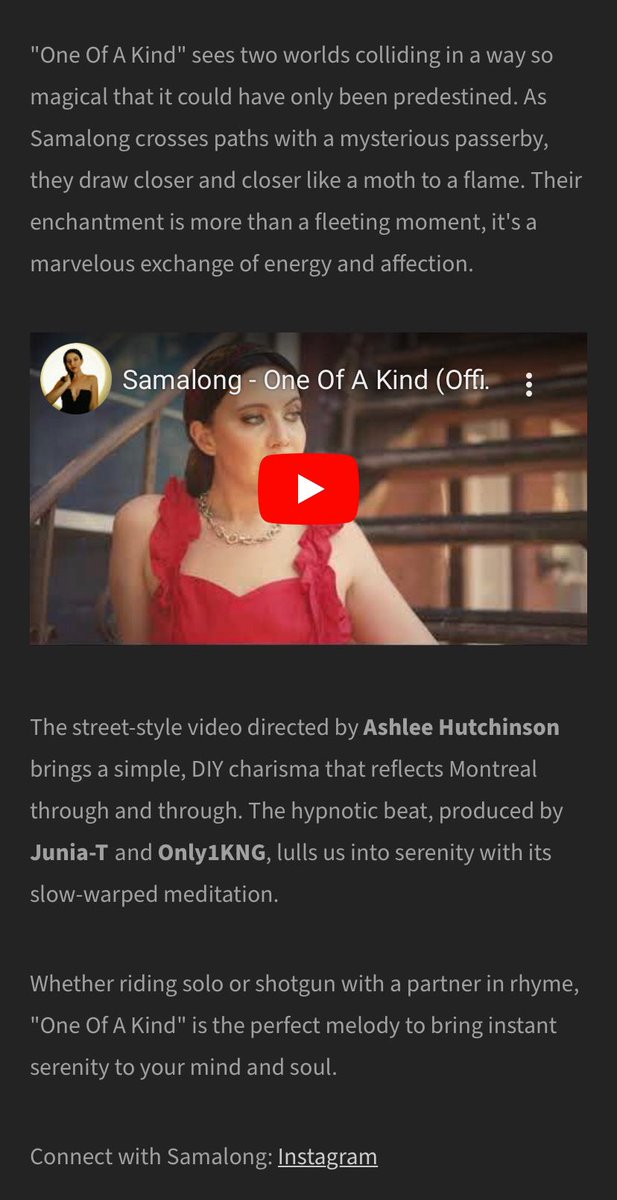 One of a Kind featured on <a href="/EARMILK/">EARMILK</a> !! Thanks to <a href="/CelesteDaniella/">Celeste</a> for the kind words♥️ earmilk.com/2023/01/02/sam…