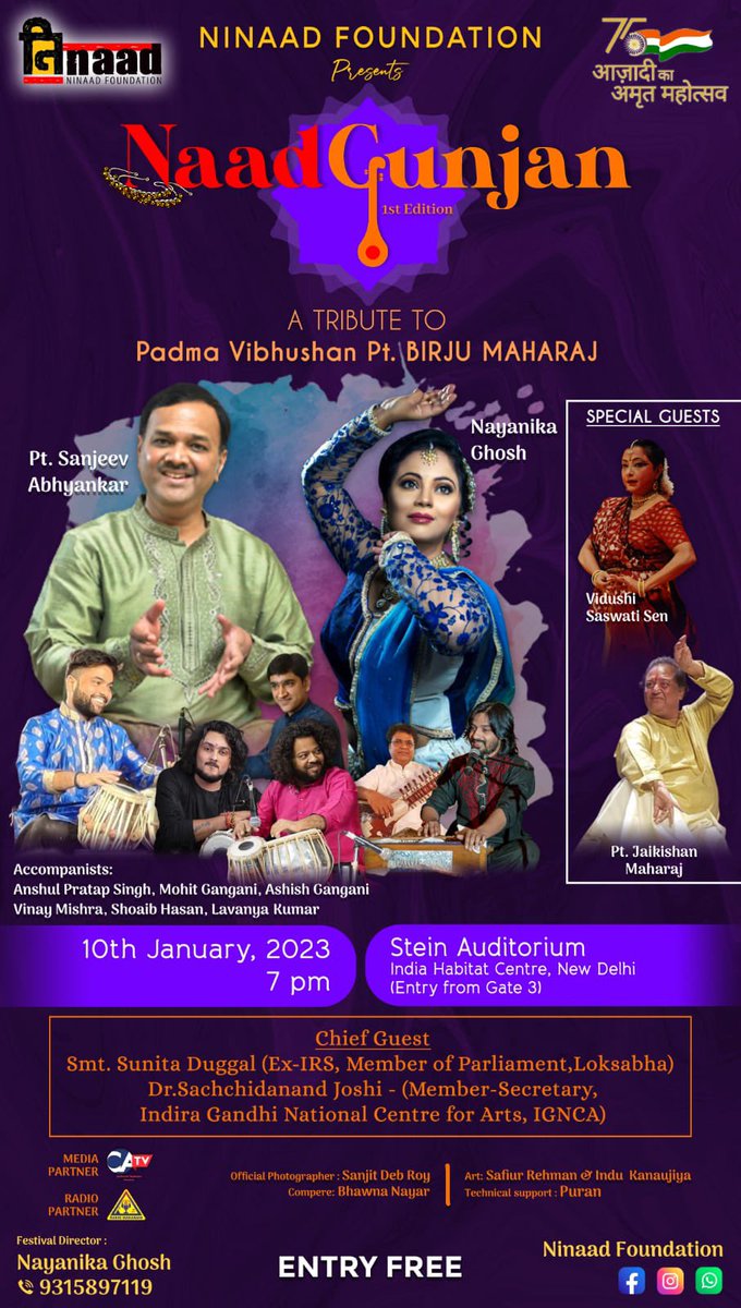 Nayanika Ghosh l नयनिका घोष (@nayanikakathak) on Twitter photo Welcome you all on this #NewYear2023 at the festival #NaadGunjan curated by yours truly. #SteinAuditorium <a href="/indiahabitat/">India Habitat Centre</a> on 10th January, 7 pm. Welcome you all on this #NewYear2023 at the festival #NaadGunjan curated by yours truly. #SteinAuditorium <a href="/indiahabitat/">India Habitat Centre</a> on 10th January, 7 pm.