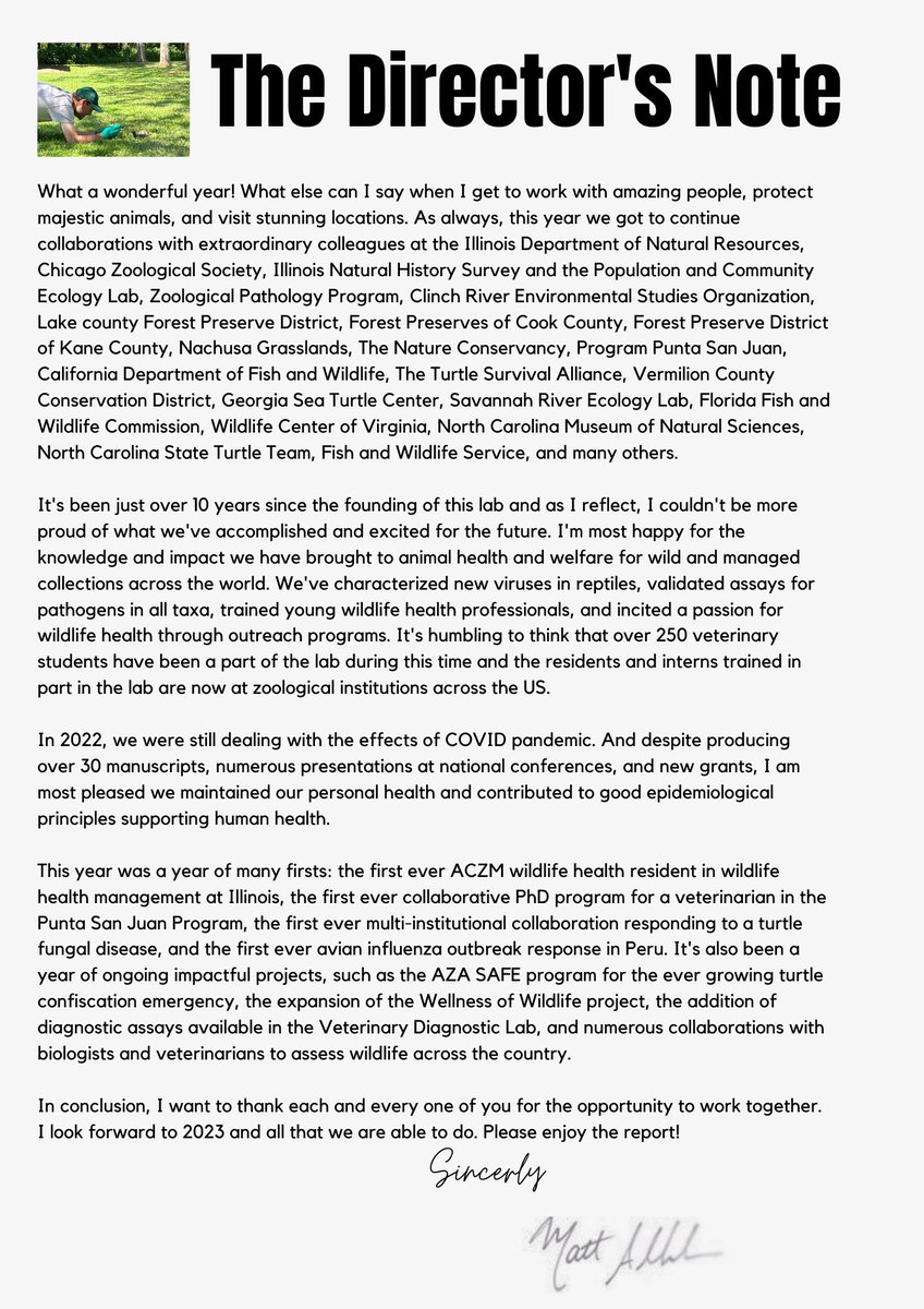 WildlifeEpiLab's tweet photo. (1/5) Interested in what the Wildlife Epidemiology Lab accomplished in 2022? Check out our 2022 annual report!! https://t.co/fJCD4887WT