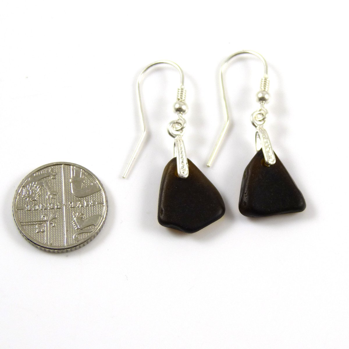 Rare Dark Alligator Sea Glass Sterling Silver Earrings tuppu.net/2559ed60 #HandmadeHour #UKGiftAM #EarlyBiz #supportsmallbusiness #Etsy #thestrandline #shopindie #northumberland #UKGiftHour #warkworth #SterlingSilver
