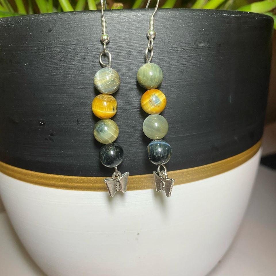 Excited to share the latest addition to my #etsy shop: Dream Tiger Eye Beaded Earrings with Butterfly Charm etsy.me/3Cjbjwn #women #tigerseye #dreamtigereye #butterfly #butterflyearrings #beadedearrings #earrings #dangleearrings #beads #love2jewelry