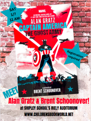 'Captain America: The Ghost Army' is out today! We have copies of this exciting new graphic novel @CBWHaverford. RSVP on @eventbrite for the live event with author @AlanGratz and illustrator @brentschoonover this Sat, Jan. 7 at 11 a.m. @ShipleySchool @GraphixBooks @Scholastic