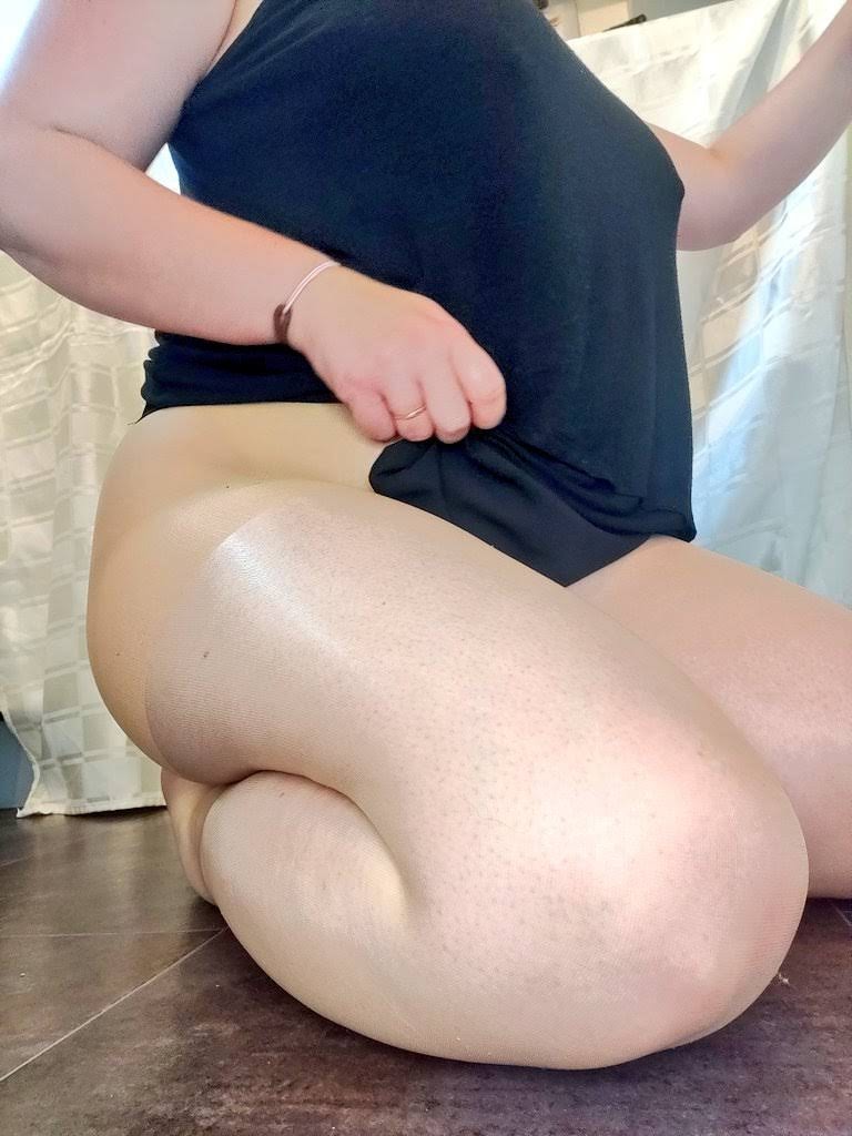 Where are my nylon lovers at? It's not just panties I wear. These lovely nylons were worn without panties for a couple of days before going to their new owner, who had a LOT of fun with them 😈
