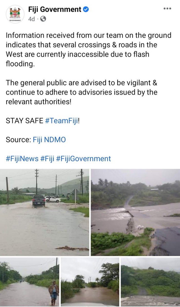 Nadokoulu's tweet photo. Honeymoons over. Time to go meet Commisioner Western and push NDMO and resources to the West. Floods can be worse than cyclones. Toso. Don’t discriminate Western Fijians @bimanprasad This is where the bulk of our economy is. https://t.co/byJYQiPnMT