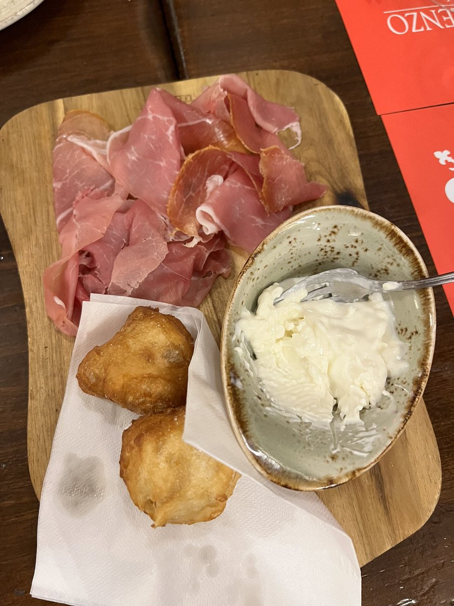 MC2Paramedic's tweet photo. @kim_siever This is our last night in Tuscany. Best antipasti: Prosciutto coccoli e stracchino. I cannot explain how good and dream of making this back in Alberta. https://t.co/yFdFX2tERP