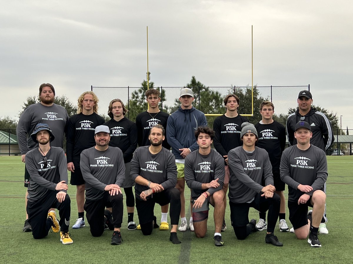 Phase3Kicking's tweet photo. We wrapped up 2022 with a great 2 day camp down in Orlando.  We had such a great staff and a great mix of HS and college specialists looking to compete, get evaluated and take their game to another level.   #CompeteToBeElite #4DU https://t.co/BSBrYz3w0W