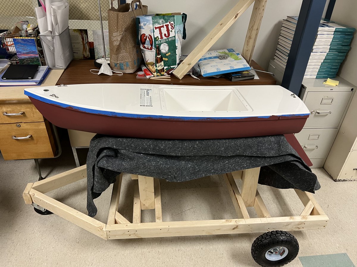 Anti-biofouling paint has been applied and stand built.  Getting into classes to work on the smaller projects soon.