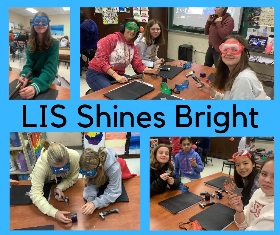 Thanks to a grant for $4,158 from the LTEF, last month, artist and jeweler Erin Alferman taught 6th grade students at LIS to work with metal. The students hammered, etched and designed their own stars. #ltps