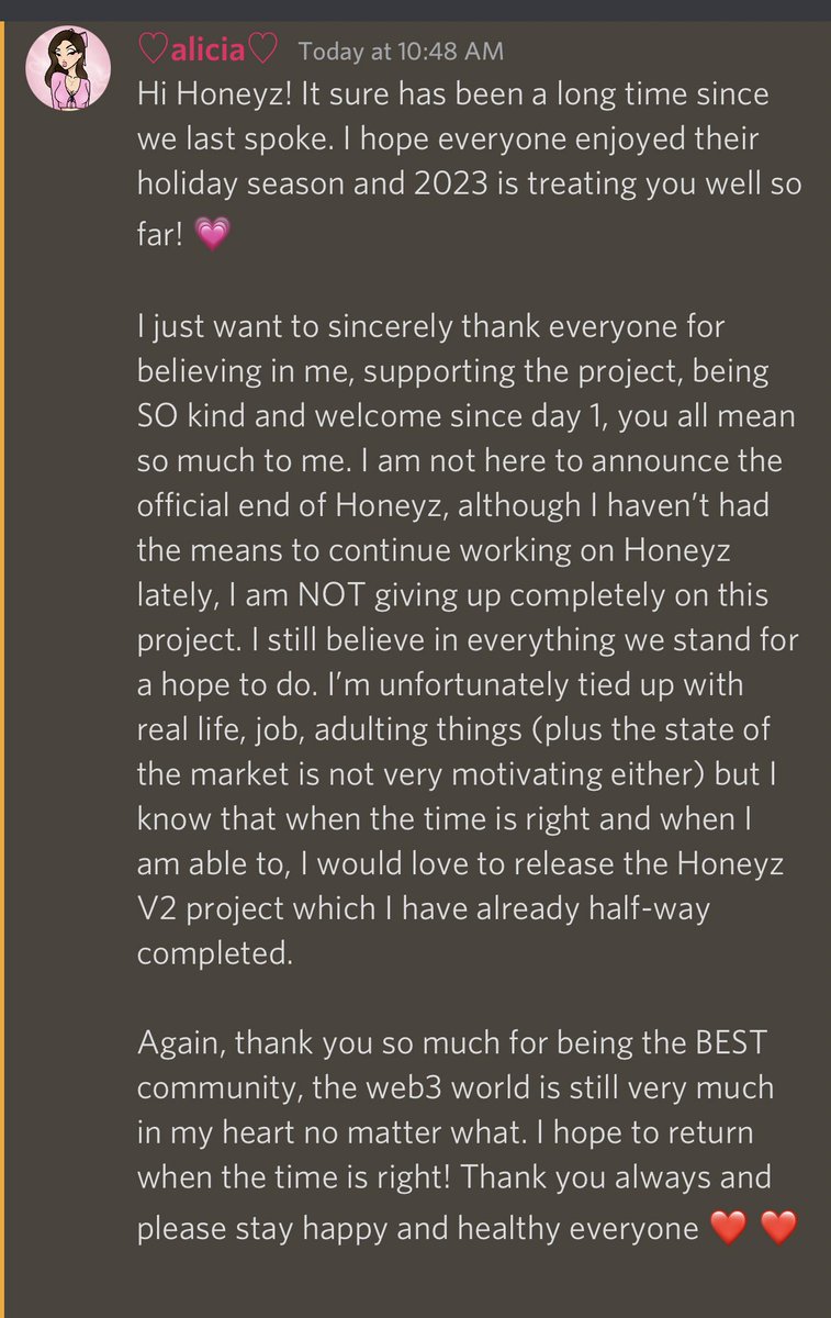 a message 💕 i miss everyone and i hope you’re all thriving, happy, and healthy! 2023 will be a great year for all of us i just know it 💗✨