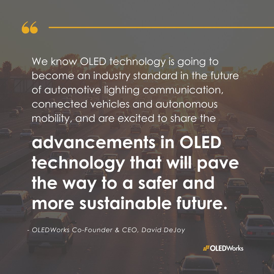 OLEDWorks's tweet photo. Have you added "visit OLEDWorks booth" to your #CES2023 checklist? βοΈ
Featured demonstrations include the new flexible #OLEDlighting for #automotive applications with the highest density of #segments in a flexible OLED panel: https://t.co/QWfMy16Ds2 https://t.co/g4dQPozLP1