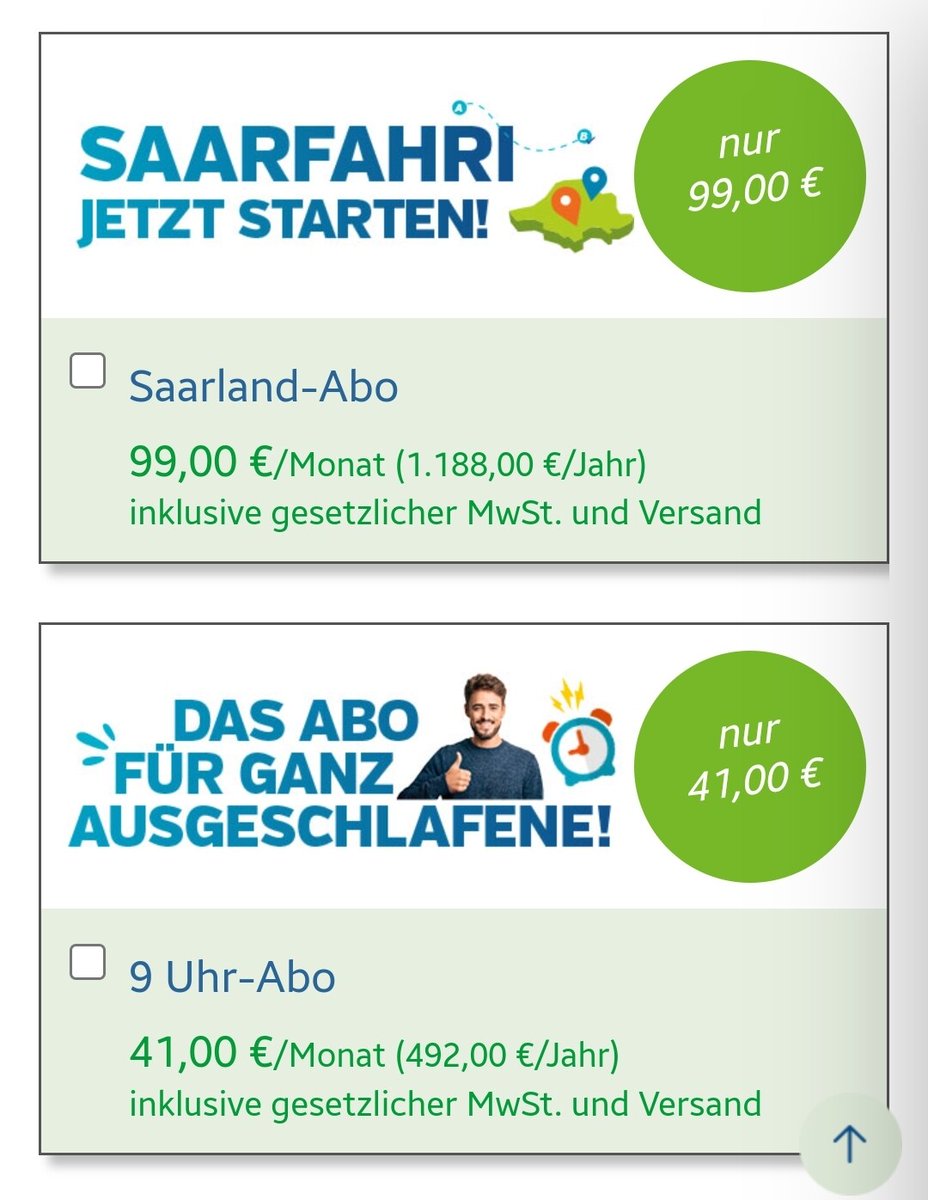 Sei schlau und fahr Saar VV - jetzt in der App für 39 EUR das 9 Uhr Abo kaufen und schon ab 1. Februar für 41 EUR quer durchs Saarland fahren.