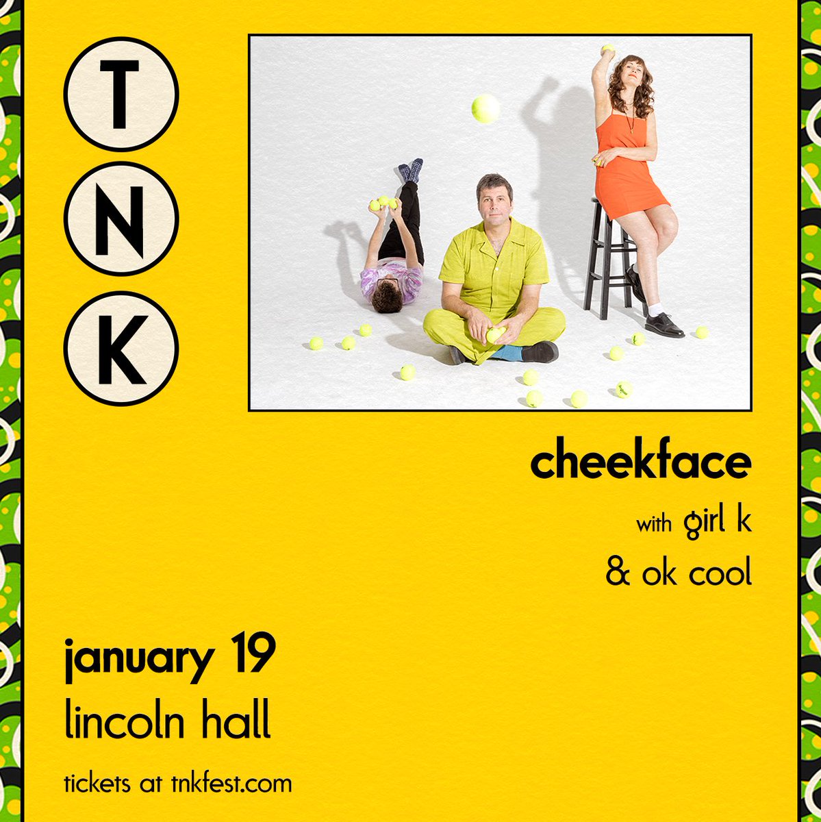 ALRIGHT happy 2023 y’all 💃🏻your first assignment is to sell out Lincoln Hall on Jan 19 with @cheekfaceREAL + @GIRLKMUSIC + us???? seems doable. tix: lh-st.com/shows/01-19-20… don’t wait on it ⏰