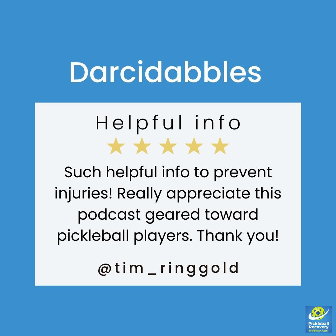 PickleballRecov's tweet photo. Helpful info:
Such helpful info to prevent injuries! Really appreciate this podcast geared toward pickleball players. Thank you!

#healthyliving #pickleballrecovery #health #pickleball #pickleballislife #happynewyearYear
#reviews #Customerreviews https://t.co/q12QqenVOG