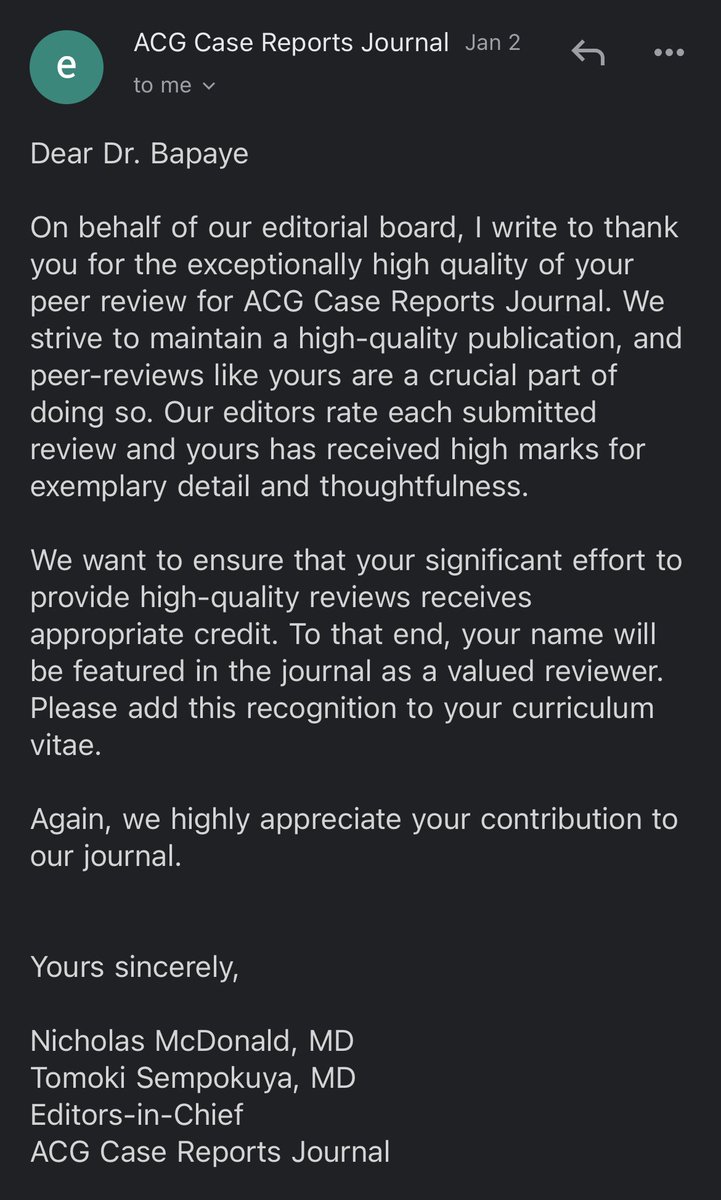 A good peer-review is crucial to ensure dispersion of high-quality scientific literature
Thank you so much for this recognition @ACGCRJ 
Such feedback helps us #PeerReviewers keep going… looking forward to contribute more to the #PeerReview process in 2023