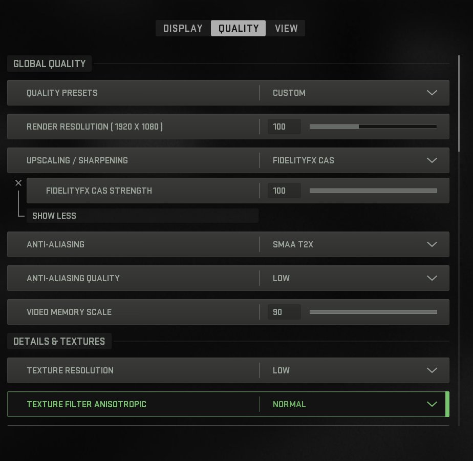 MasonReact's tweet image. NEW BEST #MW2 / #Warzone2 GRAPHICS SETTINGS ‼️

These settings will give you the best competitive advantage, with a great balance of quality and performance to make sure you're still getting the most FPS possible along with being able to see your enemies clearly across the map!