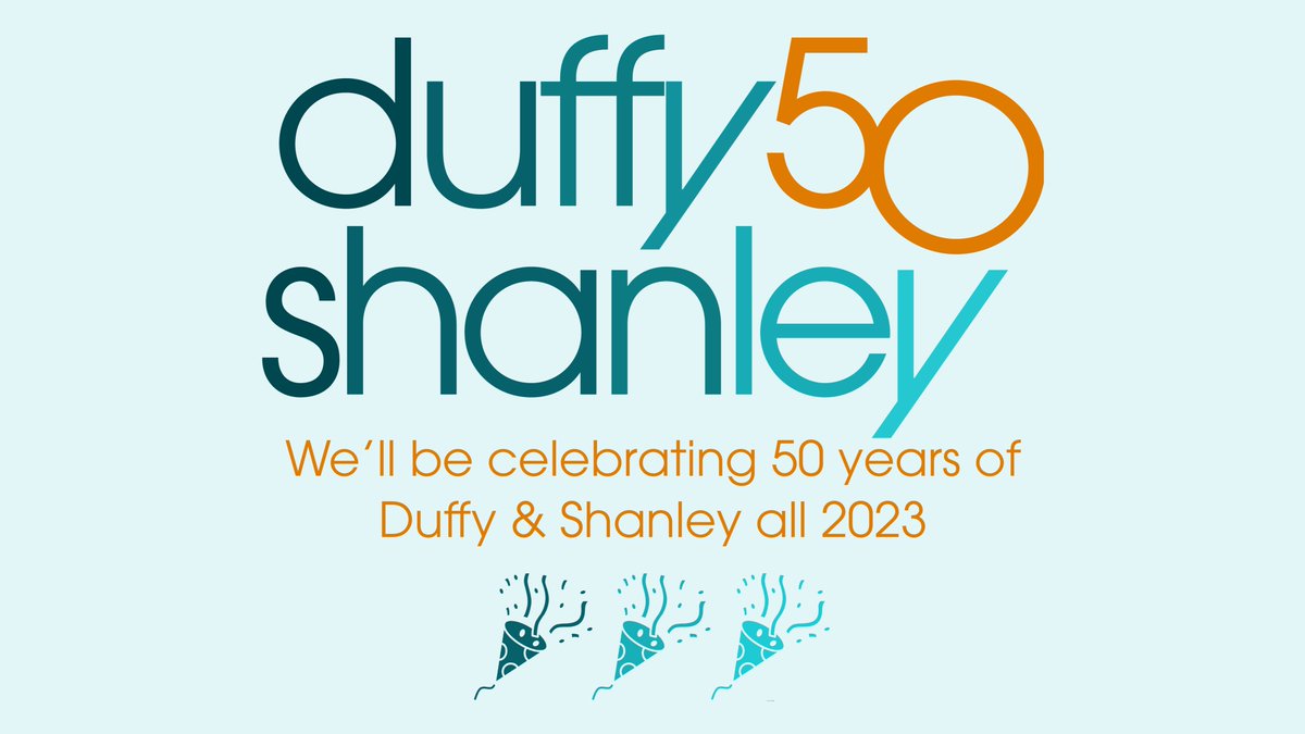 DuffyAndShanley's tweet photo. New year, new look as we celebrate 50 years of Duffy &amp; Shanley in 2023. 🥳 Stay tuned for all the great things to come in ’23! https://t.co/kfKfrIMsPe