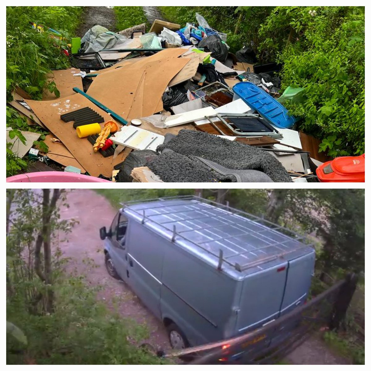 Fly tipper, 30/12/2022 Proud of this result. Male pleaded guilty to Crim damage (£4520.0), Causing the deposit from a Motor vehicle of Controlled waste on land without a permit, and not being a registered carrier of Controlled waste  #Rural #RuralCrime #WasteCrime 
#OpFlycatcher