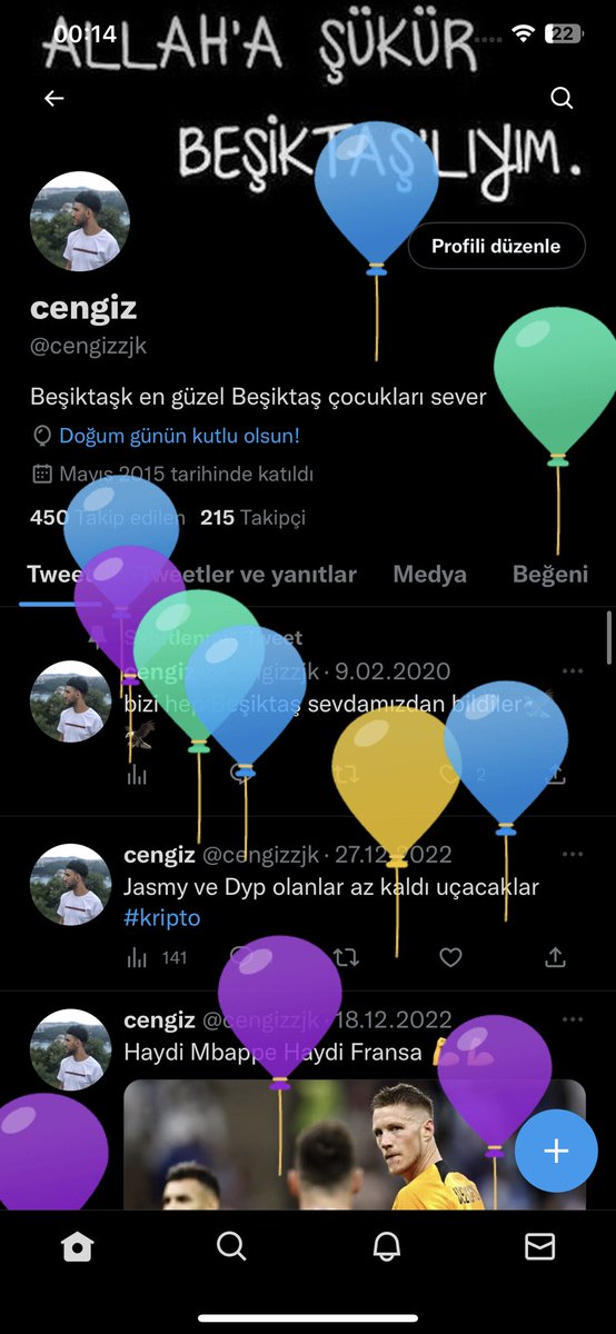 Bugünde benim profilimde balonlar uçuyor 4ocak