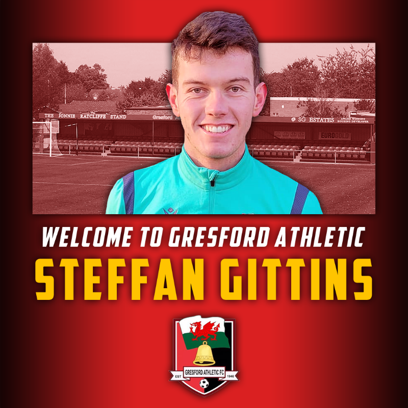 GresfordFC's tweet photo. ✍️ | We are delighted to announce that @GresfordFC have completed the signing of @SteffanGittins from @PenrhyncochFC.

The forward is the club’s first signing of the 2022/23 January transfer window.

Welcome to the club, Steffan! 🔴⚫️