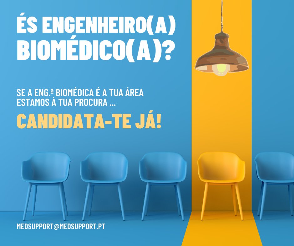 medsupportPT's tweet photo. #medsupport #emprego #engenhariabiomedica
A MedSUPPORT desenvolve e presta serviços de Engenharia Clínica. Procuramos um(a) Eng.º(ª) Biomédico(a) para integrar a nossa equipa técnica. Tens vontade de contribuir para a melhoria da prestação dos cuidados de saúde em Portugal? https://t.co/7QO8iEQhLa