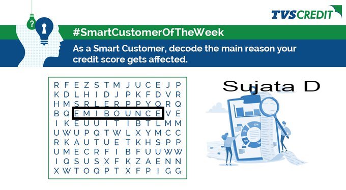 SarvagyaJain08's tweet image. EMI Bounce ✅

#SmartCustomer #TVSCredit #SmartCustomerOfTheWeek #SmartQuiz #StaySafe #BeAware #StayInformed #ContestAlert #Contest 
@TVSCredit
 
Join ✅

@27_vins 
@ankusaraswat14 
@itsPriynkaM 
@ShitalASawant 
@KhatarkarShikha