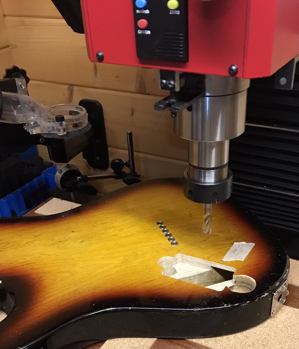 Andy Summers mid boost install: Drill out mini switch &amp; additional pot holes, rout new cavities to accept PCB &amp; battery, screen bare wood using conductive screen paint, install all parts &amp; wire up, make covers &amp; fit. #telecaster #customisedguitar