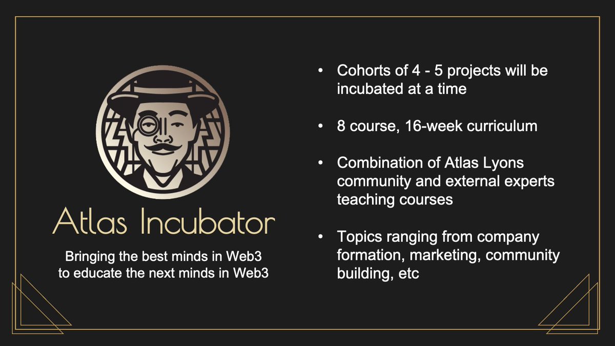 People looking to start a Web3 company shouldn't do it in isolation. That is the reason we started The Atlas Lyons Club. As our incubator evolves, we are excited to welcome some of the best minds in Web3 to help founders transform their dreams to realities.