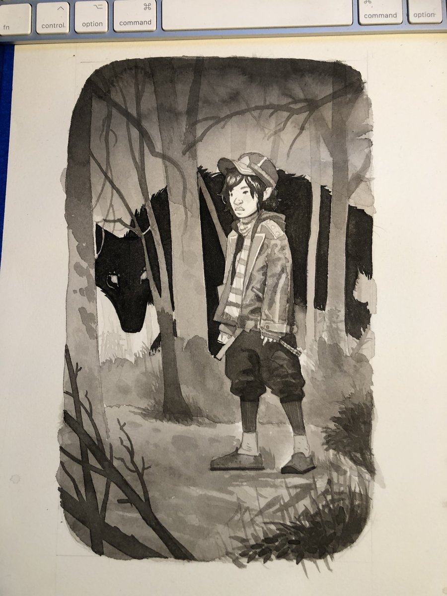 CayetanoKoala's tweet image. I dropped my brush while painting this. Tried to fix it… tried. #inkonpaper #illustration #ink