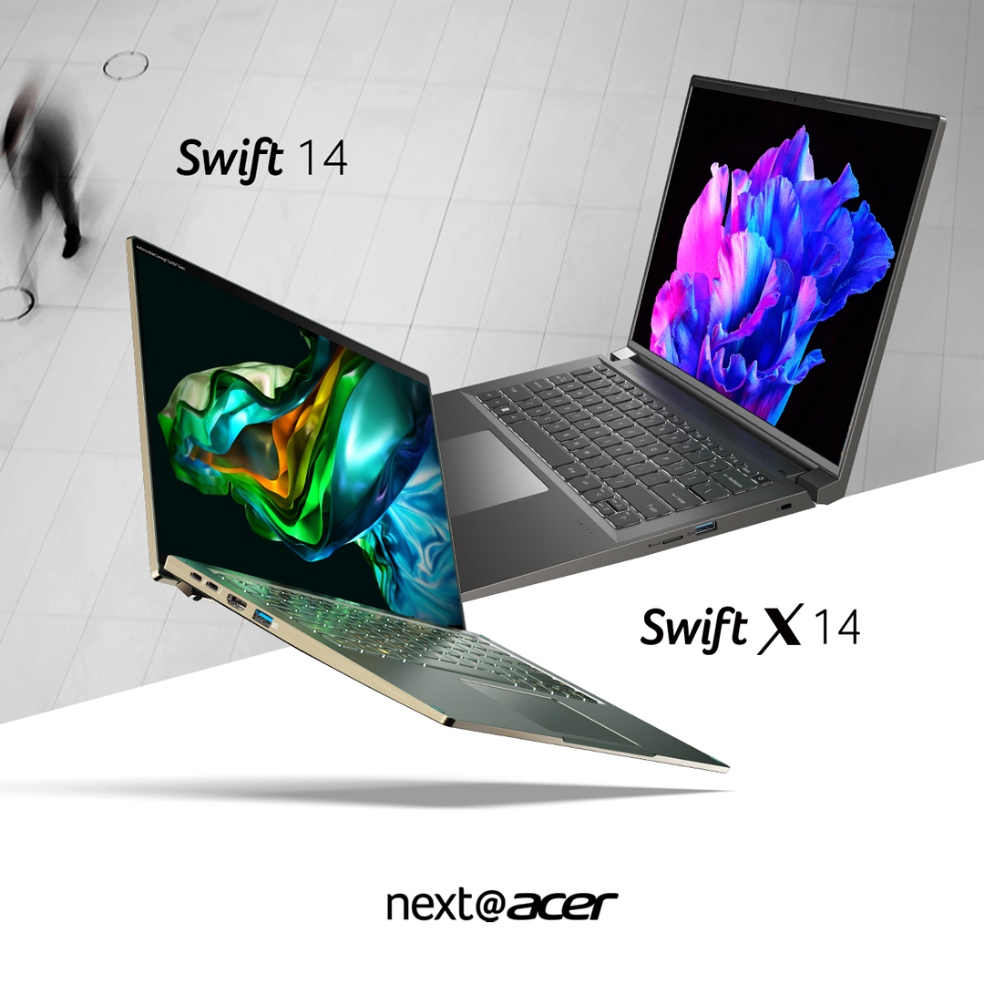AcerANZ's tweet image. The #SwiftX14 &amp;amp; #Swift14 make working on-the-go as stylish as it is simple, with:

✅ Thin &amp;amp; light design
✅ 13th Gen Intel® Core™ CPU 
✅ OLED display
✅ NVIDIA® GeForce RTX™ 4050, @nvidiastudio Drivers

#NextAtAcer continues: here: acer.link/3CizBq4