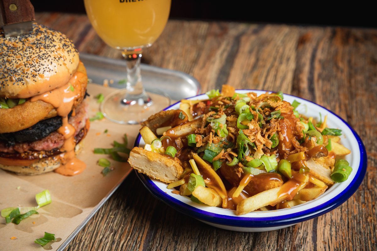 BrewDogTowerH's tweet photo. Committing to a whole month of plant based diet? Check out the second in our Vegan All Stars lineup! The This Isn’t Chicken Gravy Cheese Fries! Totally vegan deliciousness! 🍟 https://t.co/oqXyMkdk7s