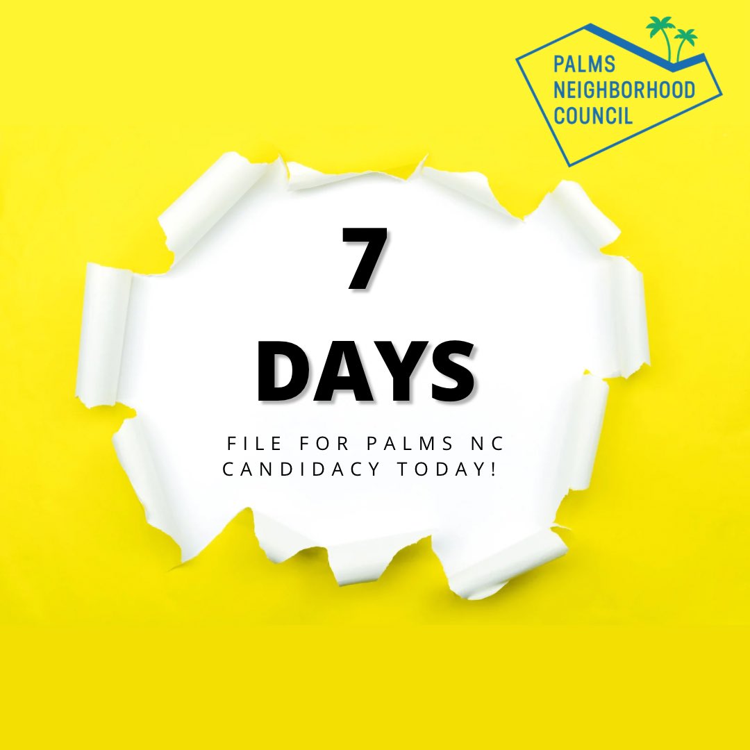 PalmsNC's tweet photo. President! Area Representative! Youth Representative! And more! Yes, all Palms NC Board Seats are open for election this March and you should run! 🌴
Candidates must file by January 10, 2023 https://t.co/nytlcicYUO
#palmsnc #election #westla #lavotes https://t.co/YPxAafAgcK