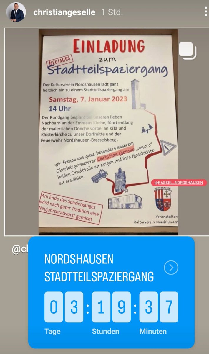 ch_geselle's tweet photo. Herzliche Einladung zu zwei Stadtteilspaziergängen am Wochenende. Hier die Daten für Samstag in Nordshausen. Ich freue mich auf den Austausch mit Ihnen! https://t.co/LfN5MOisNr