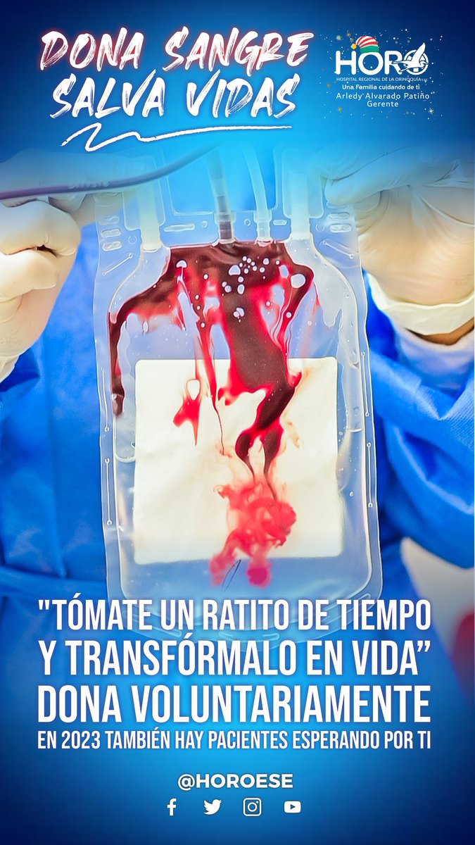 ¡Dona Sangre Salva Vidas! 🩸🧬
Conviértete en activista de la donación de sangre 🦸🏼🦸🏻‍♂️Te esperamos en el Banco de Sangre del #Horo 🏥, para que el mundo 🌍 siga latiendo. 
#DonaSangre 💙🏥<a href="/HoroEse/">HOSPITAL REGIONAL DE LA ORINOQUÍA E.S.E</a> familia cuidando de ti!