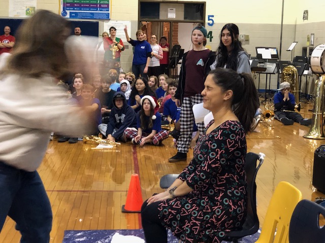 THMSPride's tweet photo. We always have fun with pieing a teacher in order to help the Brent Berry Food Drive.  Thank you students for bringing in cans and thank you teachers, administration and superintendent for volunteering to get pied! https://t.co/8dVoQBRy48