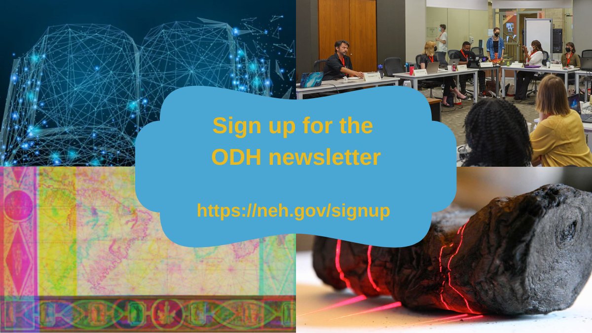 NEH_ODH's tweet photo. Did you know that we have a quarterly newsletter?

Stay up-to-date on what's happening across the NEH, and sign up for news from the Office of Digital Humanities:

https://t.co/n8HhXXStUU https://t.co/qXGmBFsMKt