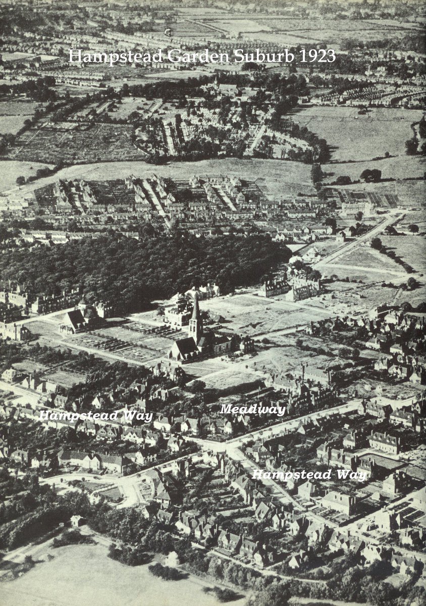 Can you spot St Jude’s Church in the picture below? Photographed in 1923, it shows the layout of the centre of Hampstead Garden Suburb as planned by Henrietta Barnett in the early 1900s. For more information visit hgsheritage.org.uk/Detail/collect…